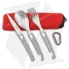 Baladeo Basecamp Stainless Steel 3-Piece Spoon Fork Knife Set (Red)