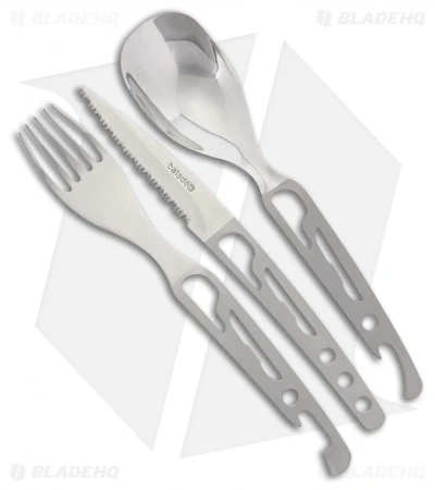 Baladeo Basecamp Stainless Steel 3-Piece Spoon Fork Knife Set (Gray)