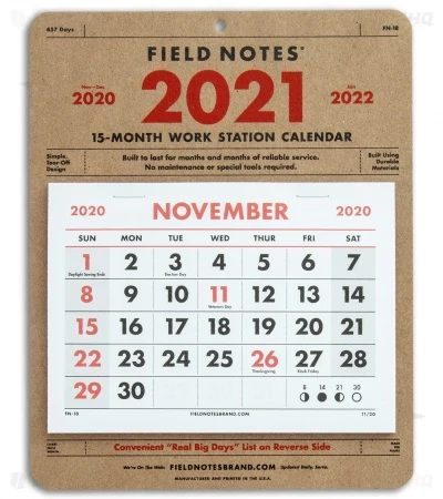 Field Notes 15-Month Workstation Calendar