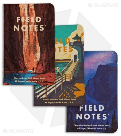 Field Notes National Parks - Series A: Yosemite, Acadia, Zion 3-Pack Memo Books
