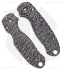 Flytanium Lotus Black Canvas Micarta Scales For Spyderco Para 3 Knife