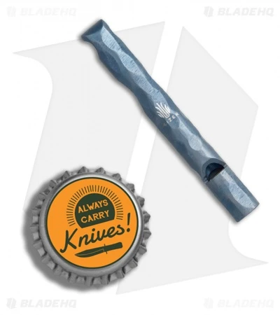 Kizer Siren 1 EDC Whistle Bottle Opener Keychain - Blue Sculpted Ti - Image 3