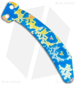Maverick Customs Titanium Microtech Stitch Pocket Clip - Blue/Yellow Flame