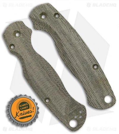 Flytanium Custom Green Canvas Micarta Lotus Scales For Spyderco Paramilitary 2 - Image 2