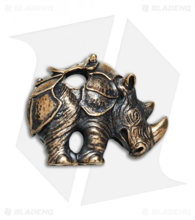 RUS Beads Shop Armored Rhinoceros Lanyard Bead - Bronze