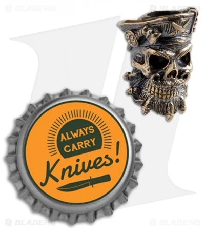 RUS Beads Shop Bearded Pirate Skull Lanyard Bead - Bronze - Image 3