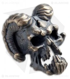 RUS Beads Shop Daemon Skull W/ Jaw Lanyard Bead - Bronze