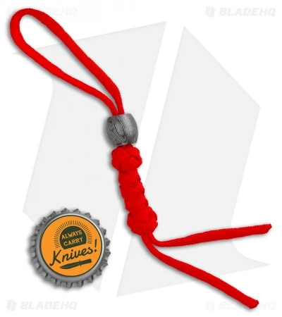 Tallen Convex Damascus Bead W/ Red Paracord Lanyard - Image 2