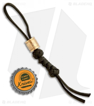Tallen Gold Straight Barrel Damascus Bead W/ OD Green Paracord Lanyard - Image 2