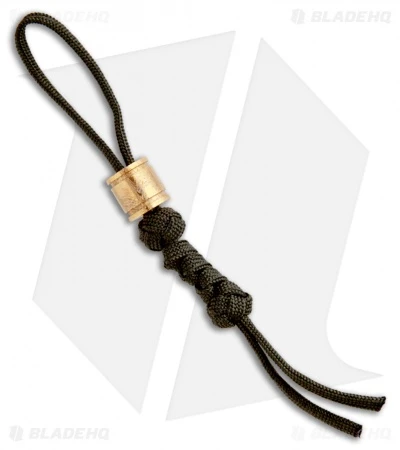 Tallen Gold Straight Barrel Damascus Bead W/ OD Green Paracord Lanyard