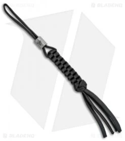 WE Knife Co. Black Tied Paracord Lanyard W/ Gray Titanium Bead