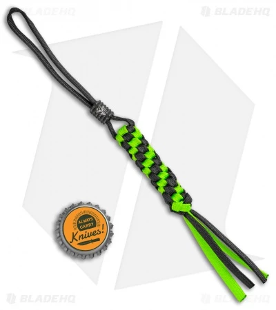 WE Knife Co. Tied Paracord Lanyard W/ Black Titanium Bead (Green/Black) - Image 2