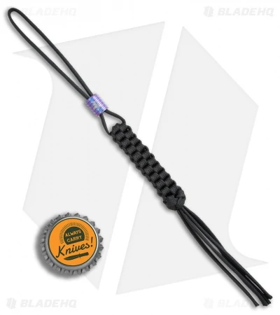 WE Knife Co. Tied Paracord Lanyard W/ Titanium Bead (Black) A-01B - Image 3