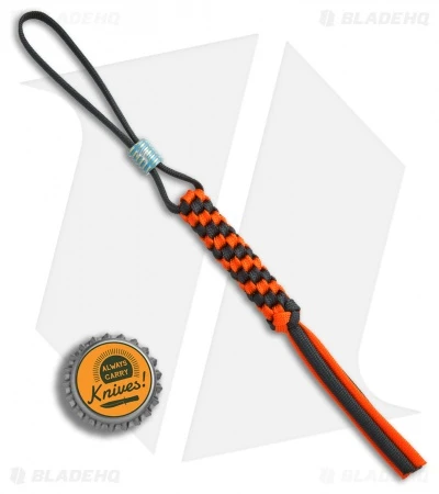 WE Knife Co. Tied Paracord Lanyard W/ Titanium Bead (Orange/Black) A-01C - Image 3