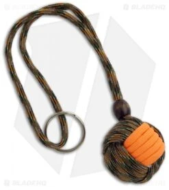 Monkeyz Paw Woodland Hunter & Orange Paracord Lanyard (Large 1-1/4" Ball)