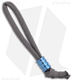 Gray Precision Standard Ti R3 Grooved Titanium Bead Lanyard Pull (Polished Blue)