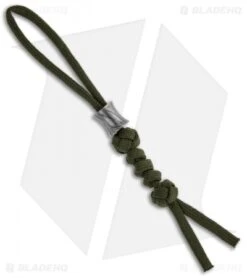 Tallen Concave Damascus Bead W/ OD Green Paracord Lanyard