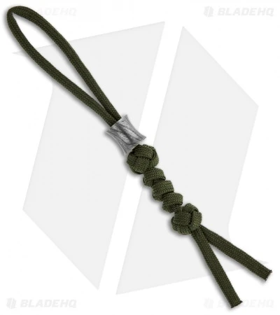 Tallen Concave Damascus Bead W/ OD Green Paracord Lanyard