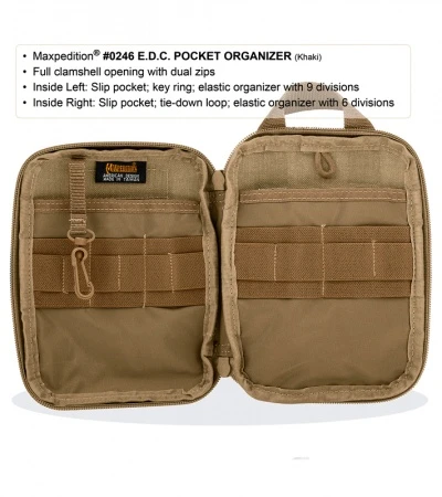 Maxpedition E.D.C. Pocket Organizer Khaki Utility Pouch Bag 0246K - Image 2