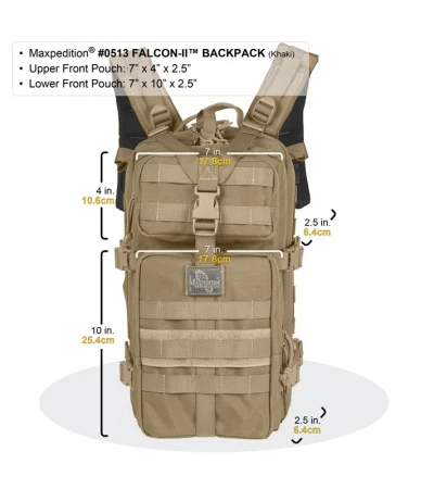 Maxpedition Falcon II Black Assault Backpack Hydration 0513B - Image 2