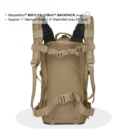 Maxpedition Falcon II Black Assault Backpack Hydration 0513B - Image 4