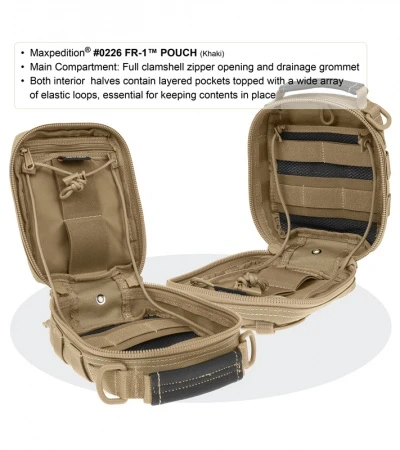 Maxpedition FR-1 Black Utility Pouch First Aid Bag 0226B - Image 2