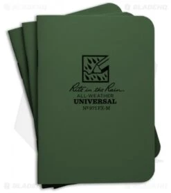 Rite In The Rain Mini Stapled 3.25" X 4.5" Notebook 3-Pack (Green) #971FX-M