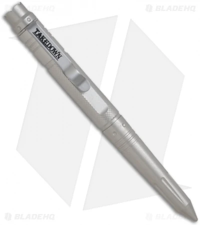 Takedown DLX Tactical Defense Pen W/ Crown & Glow Insert (Silver)