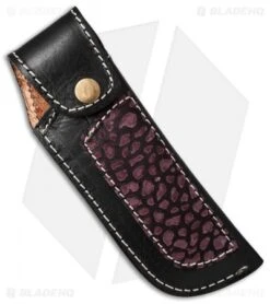 Venture 7.5" V114D Leather Fixed Blade Belt Sheath Black W/Purple Overlay